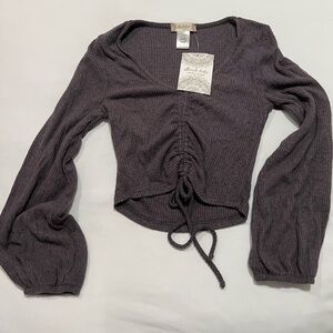 NWT Altar'd State Gray Ruched Ribbed Jersey